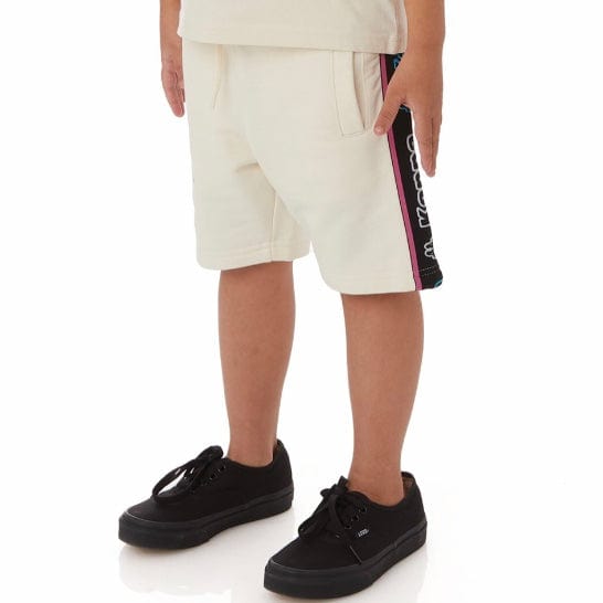 Kids Kappa Logo Tape Asved 2 Shorts (Cream/Black-Blue/White) 34152QW