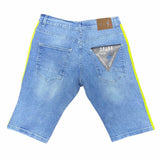 Spark Ripped Stripe Shorts (Light Blue/Lime) 11035A
