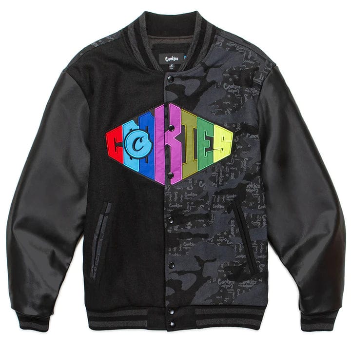 Cookies Across The Board Melton Wool Letterman Jacket (Black) 1562O6497