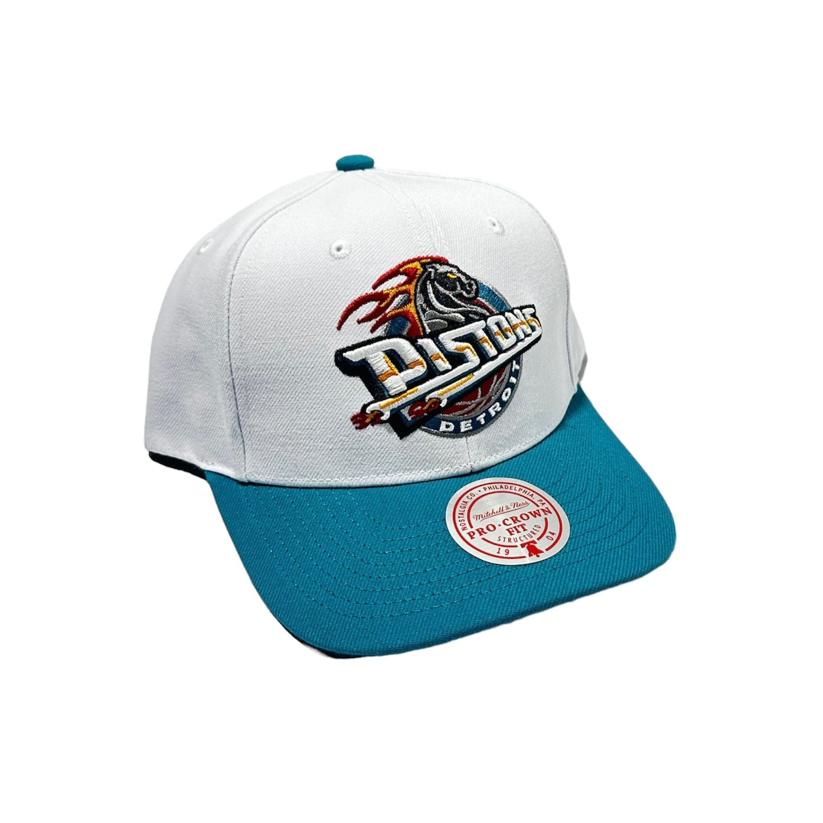 Mitchell & Ness NBA Detroit Pistons Team 2 Tone 2.0 Pro Snapback (White/Teal)