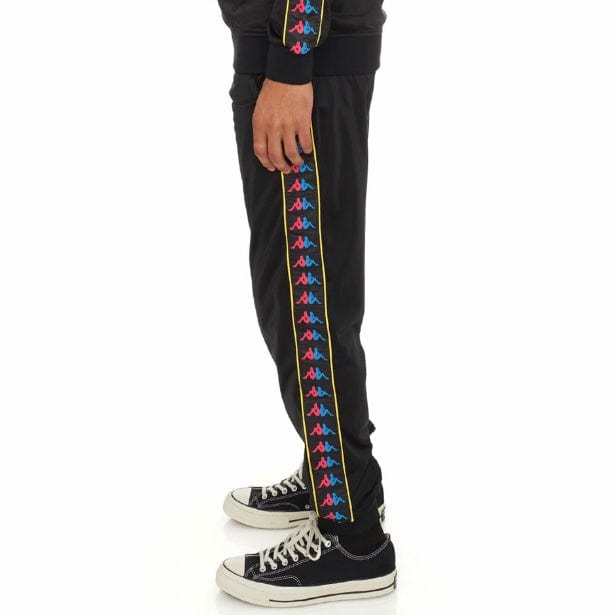 Kappa 222 Banda Taggart Trackpants (Black/Fuchsia-Blue/Yellow) 33144HW