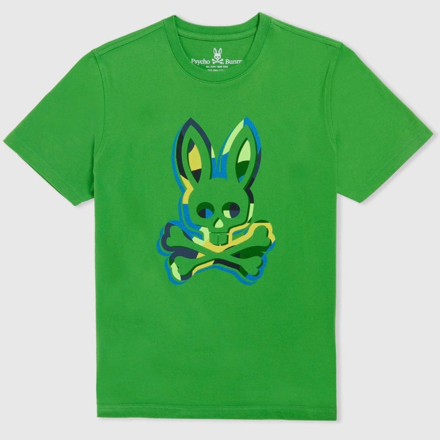 Psycho Bunny Binns Graphic Tee (Grass Green) B6U464T1PC