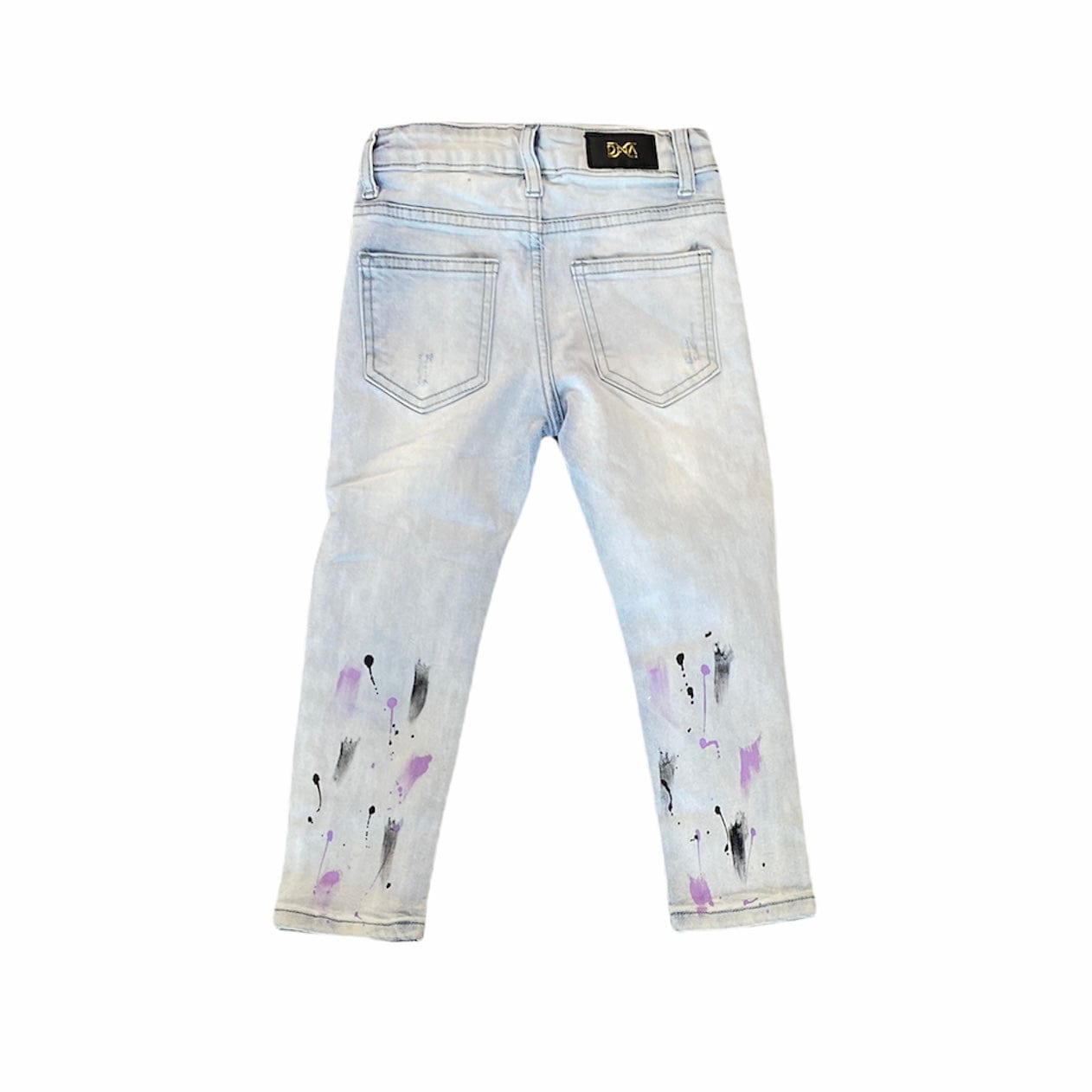 Kids Dna Black & Purple Paint Spotted Jeans (Light Blue Wash) HP06