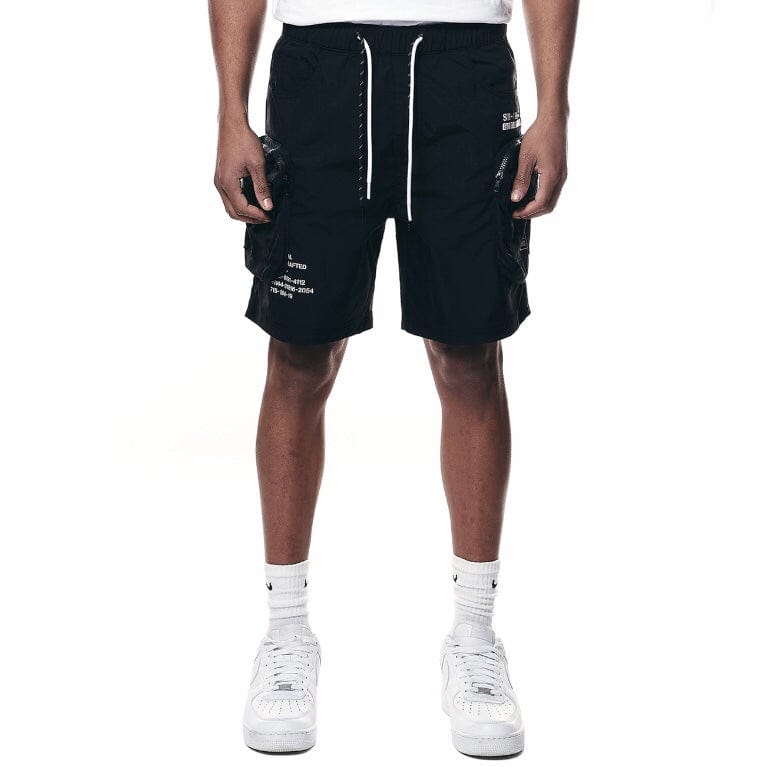 Smoke Rise Printed Nylon Utility Short (Black) WS23182