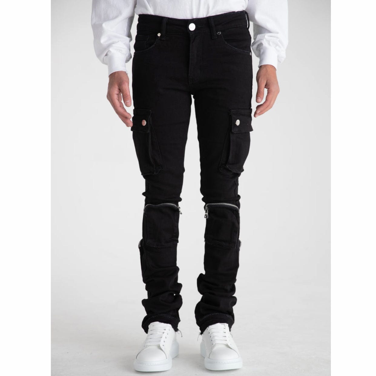 Pheelings Never Look Back Cargo Flare Stack Denim (Black)