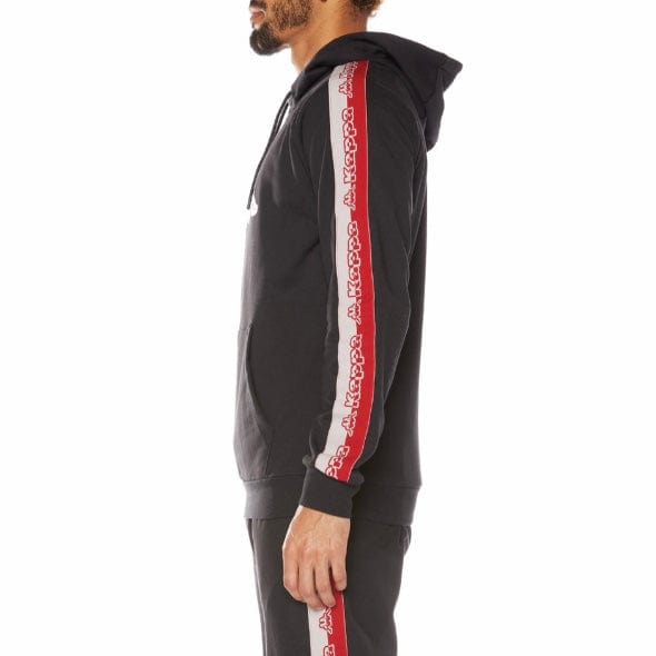 Kappa Logo Tape Dapet Hoodie (Black/Grey/Red) 33194WW