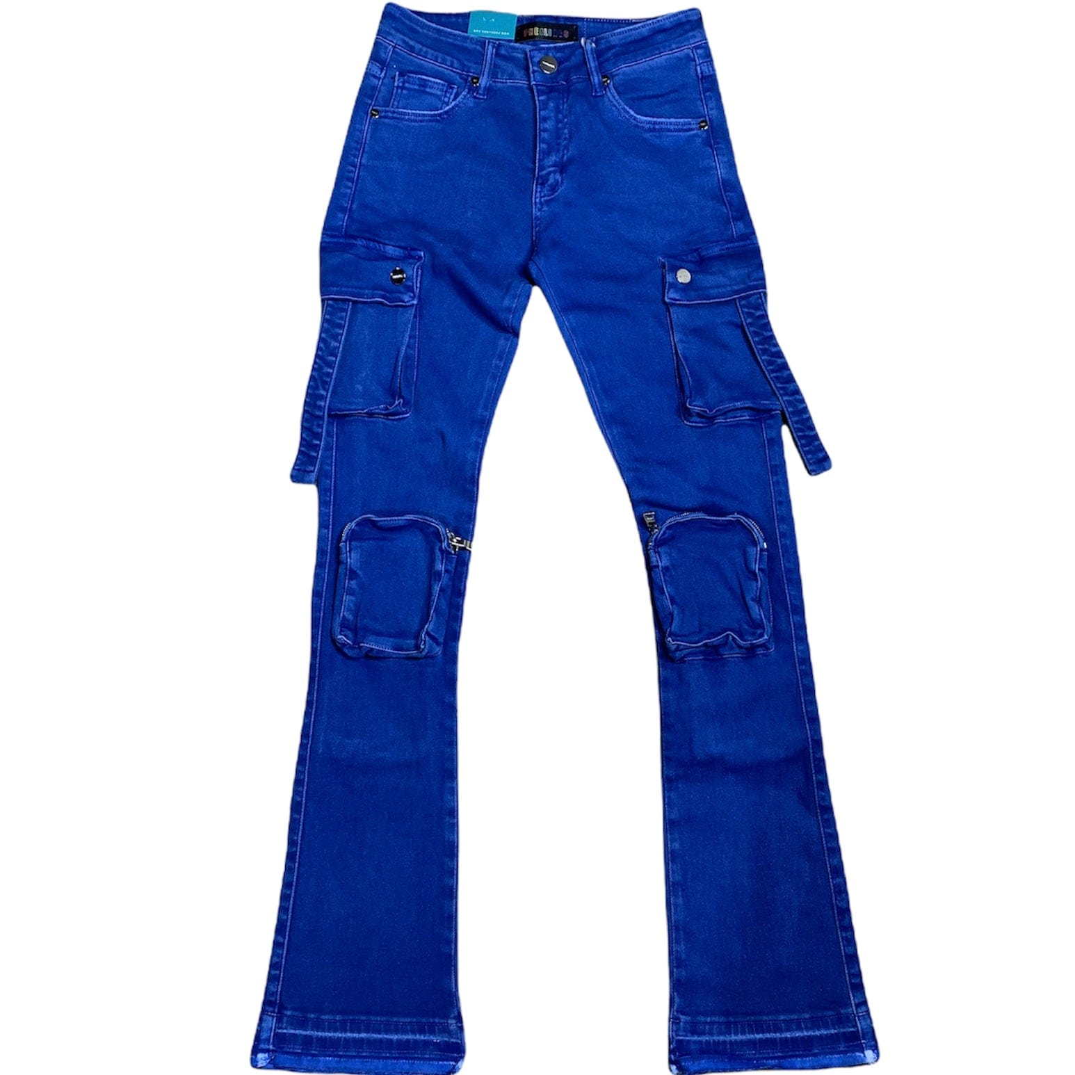 Pheelings Never Look Back Cargo Flare Stack Denim (Royal Blue) - PH-SS22