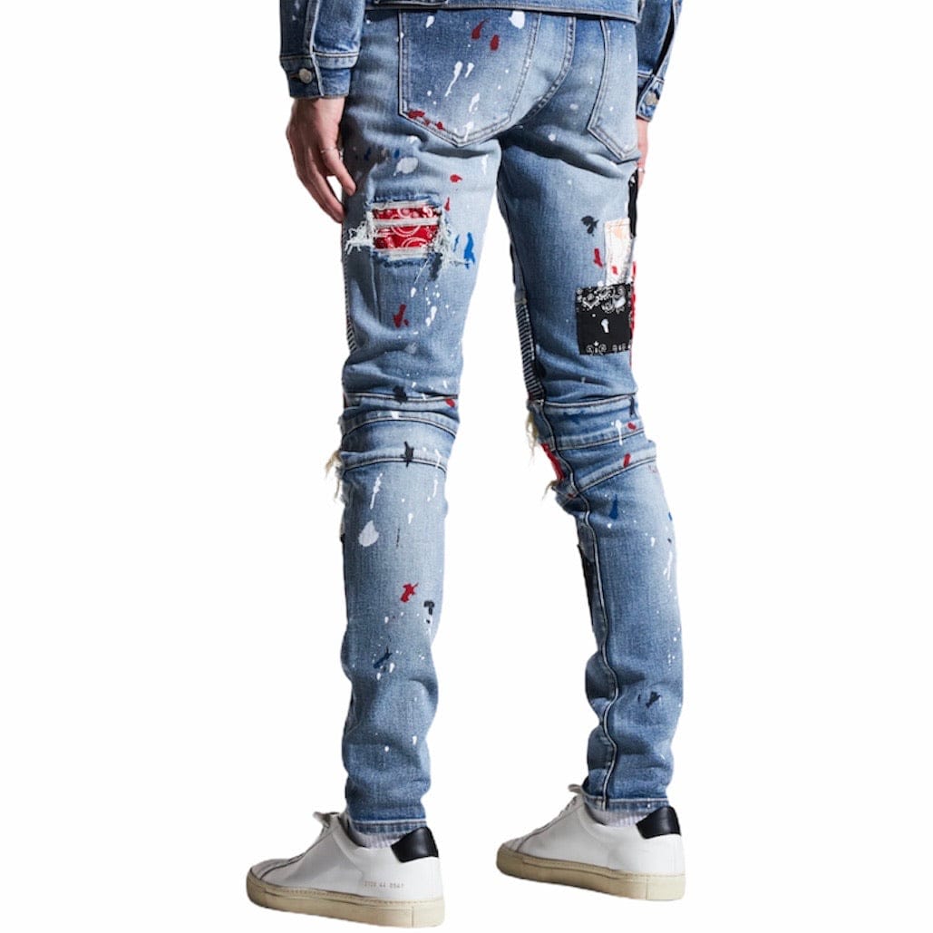 Embellish Rebel Biker Denim (Blue Patchwork)