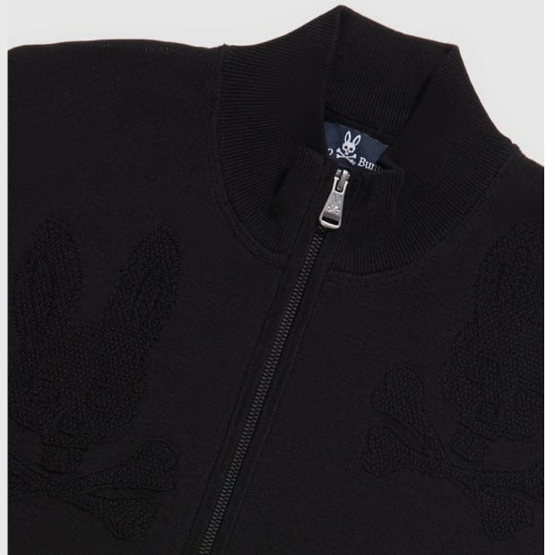 Psycho Bunny Lacomb All Over Bunny Zip Sweater (Black) B6E176W1CO
