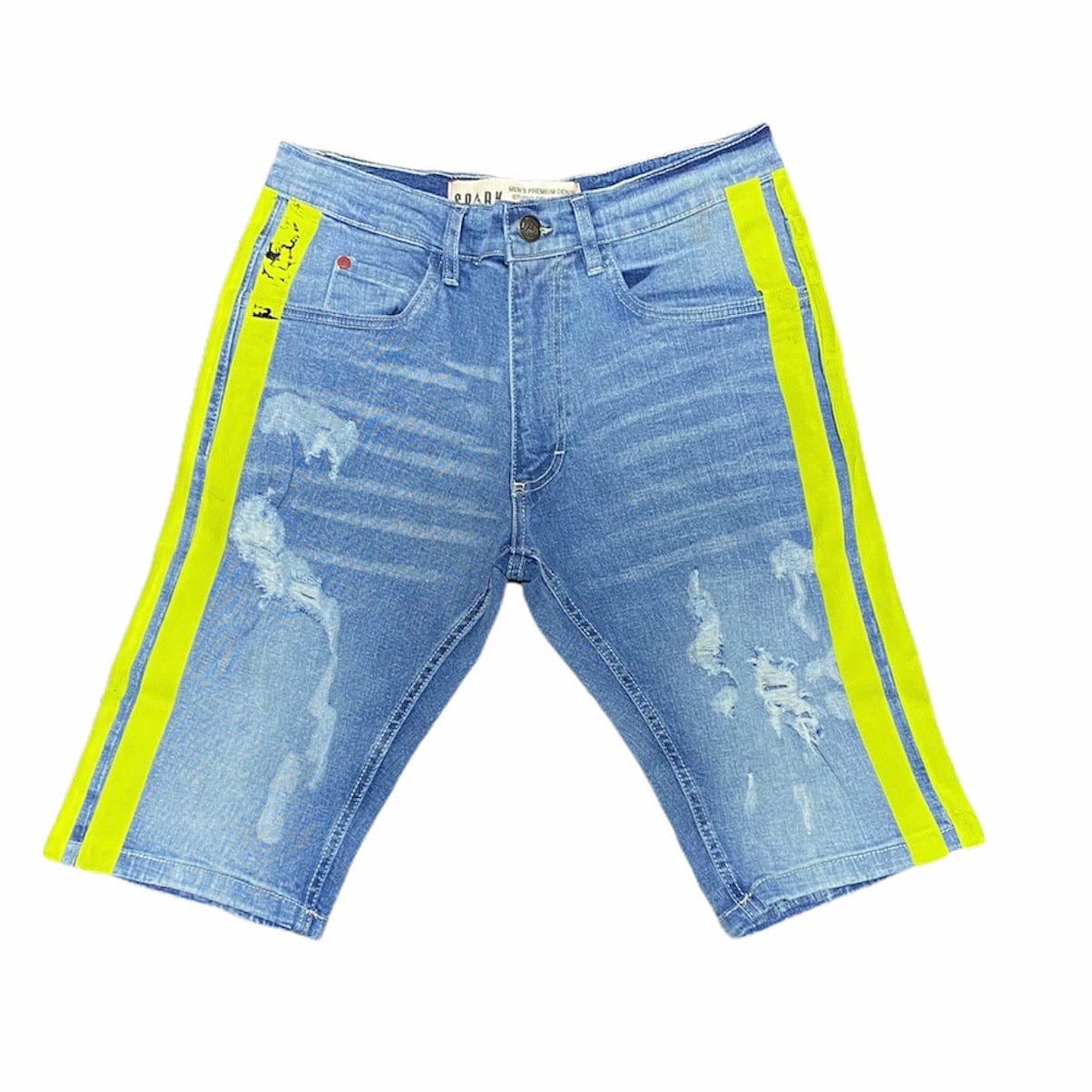 Spark Ripped Stripe Shorts (Light Blue/Lime) 11035A