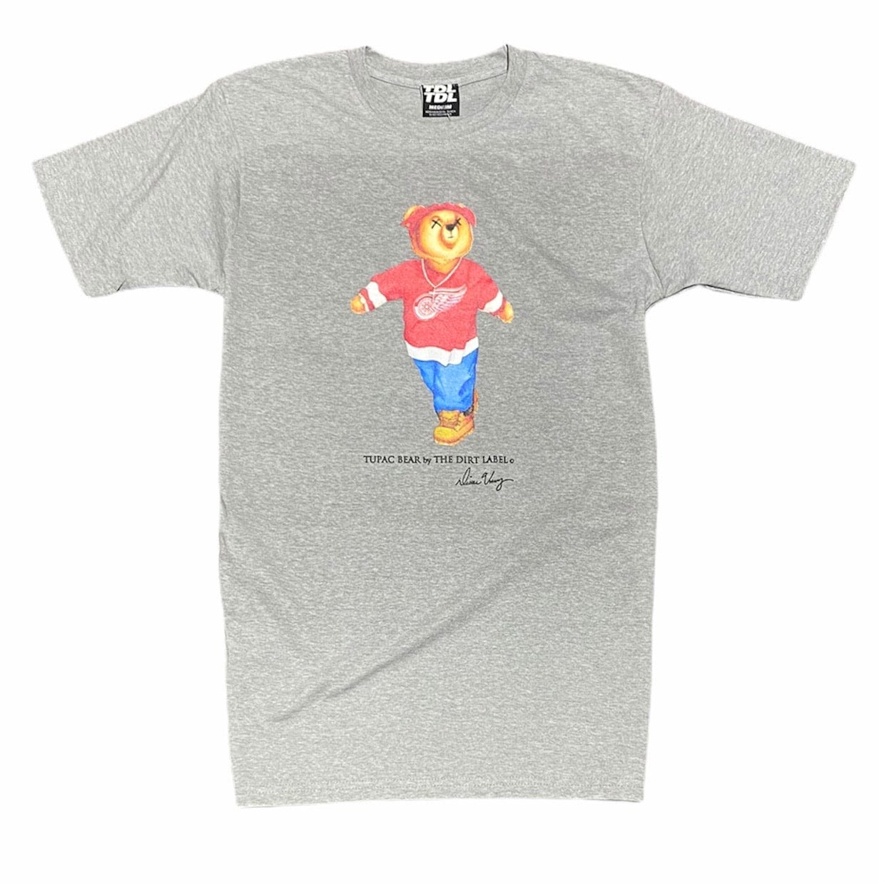 Dirt Label Tupac Bear T Shirt (Grey)