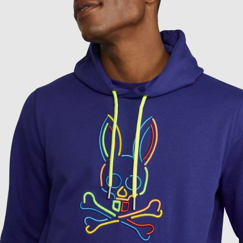 Psycho Bunny Barbon Neon Glow Hoodie (Bold Blue) B6H120Q1FT