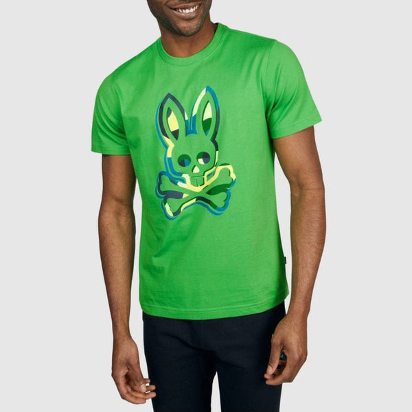 Psycho Bunny Binns Graphic Tee (Grass Green) B6U464T1PC