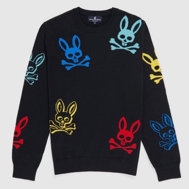 Psycho Bunny Lacomb All Over Bunny Sweater (Black) B6E169W1CO