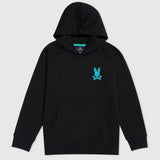 Kids Psycho Bunny Bennett Popover Hoodie (Black) B0H419R1FT