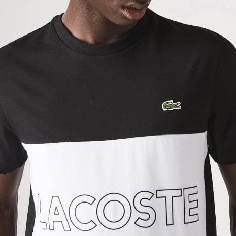 Lacoste 3D Lettered Colorbock Crew Neck T Shirt (Black/White/Grey) TH7059