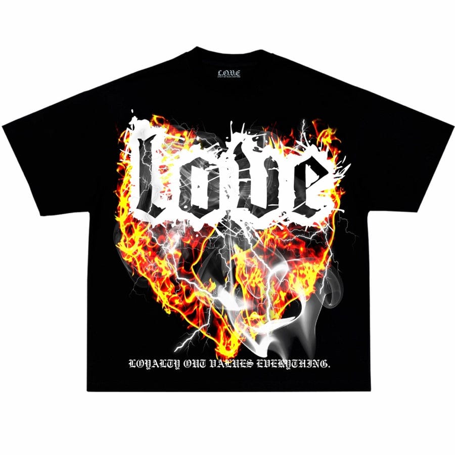 L.o.v.e Flame Heart T Shirt (Black)