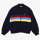 Lacoste Kids Colorblock Bands Fleece Zip Sweatshirt Navy Blue SJ754651QRN