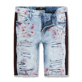 Jordan Craig Vegas Striped Denim Shorts (Fire Red) - J3167S