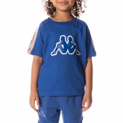 Kids Kappa Logo Tape Davirec T Shirt (Blue) 331B8EW