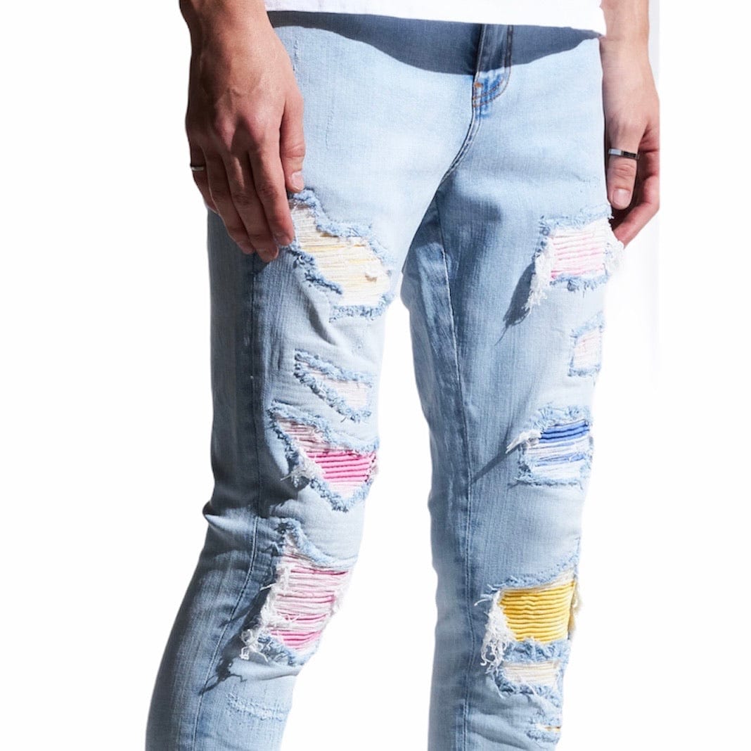 Embellish Coral Rip & Repair Denim (Blue)