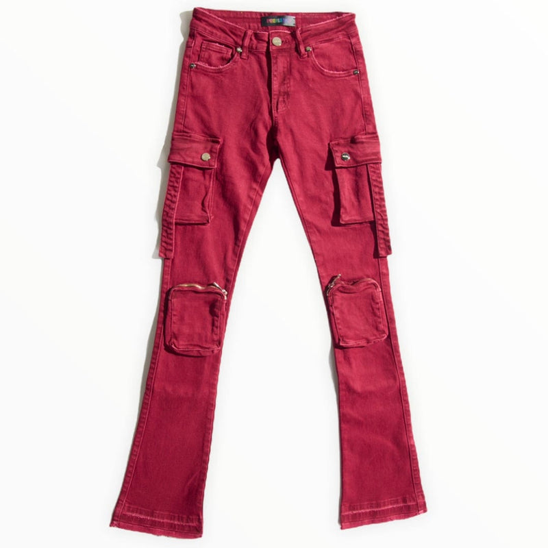 Parker Red Stacked Flare Jeans - 95denim