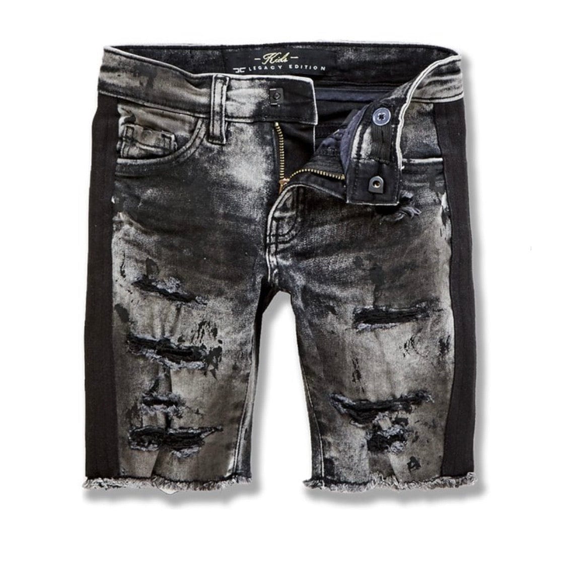 Kids Jordan Sparta Striped Denim Shorts (Triple Black) J3168SK