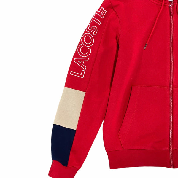 Lacoste Colorblock Fleece Zip Hoodie (Red/Beige/Navy) SH6885