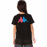 Kids Kappa Authentic Runis T Shirt (Black/Fuchsia-Blue/Yellow) 311BHUW