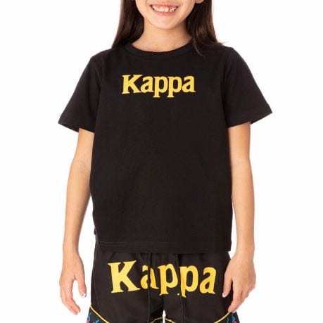 Kids Kappa Authentic Runis T Shirt (Black/Fuchsia-Blue/Yellow) 311BHUW