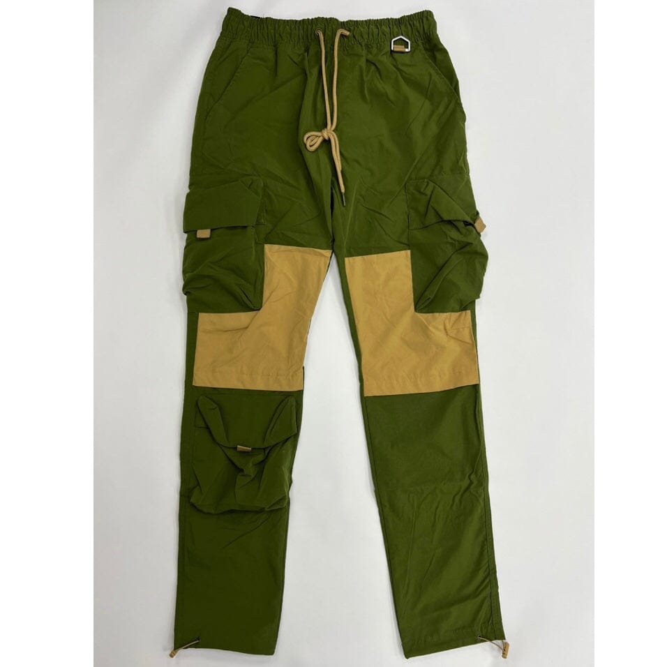 Rebel Minds Nylon Cargo Colorblock Pants (Olive) 122-431