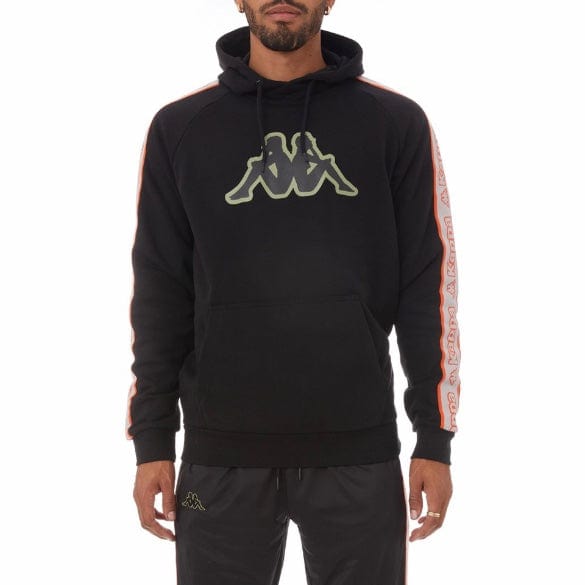 Kappa Logo Tape Apet 2 Hoodie (Black/Grey-Orange/Green) 311B7VW