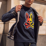Psycho Bunny Cooper Split Bunny Logo Sweatshirt (Navy) B6S840U1FT