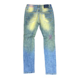 Foreign Local Rip and Repair Splattered Washed Jeans (Tint Blue) FL-10112