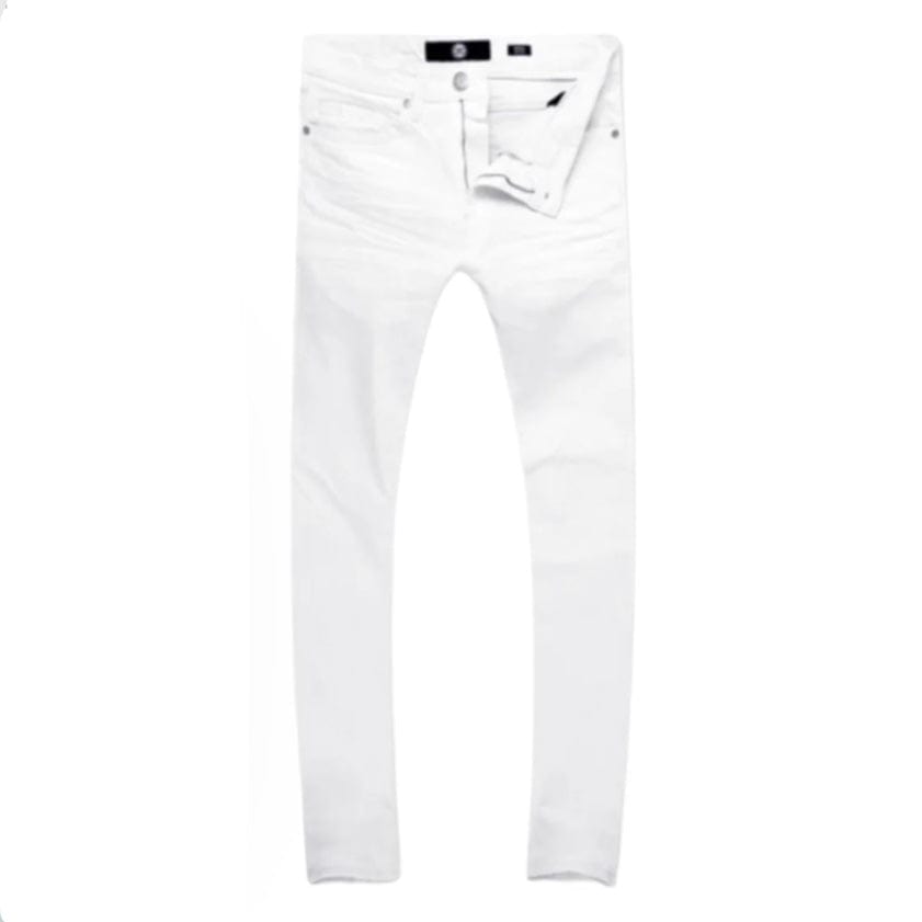 Jordan Craig Ross Skinny Tapered Fit Shred Denim (White) JR955