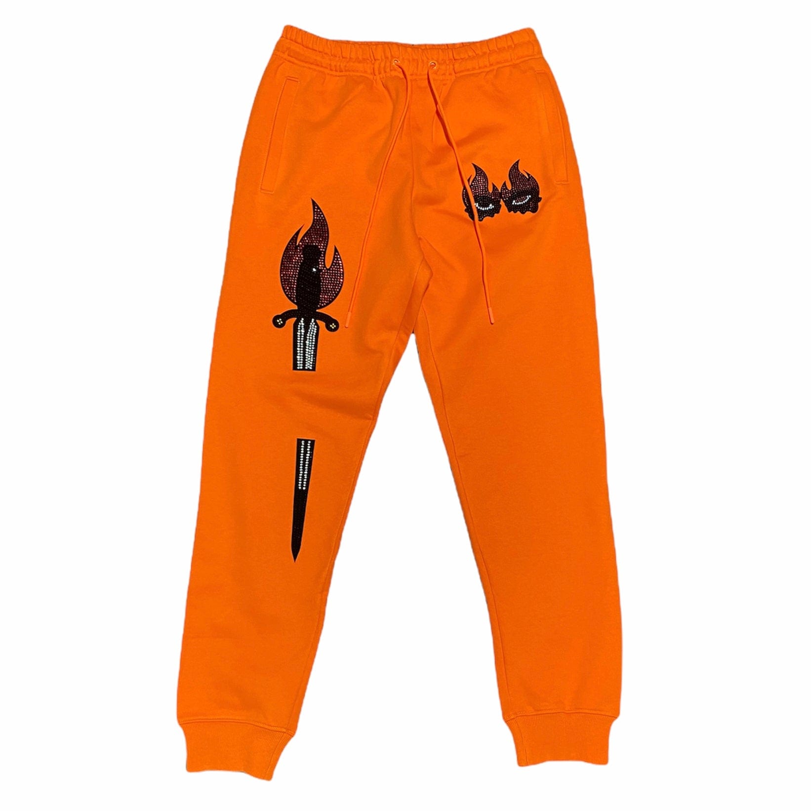 Roku Studio Double Eye Sword Rhinestone Sweatpants (Orange) RK4480529-ORG