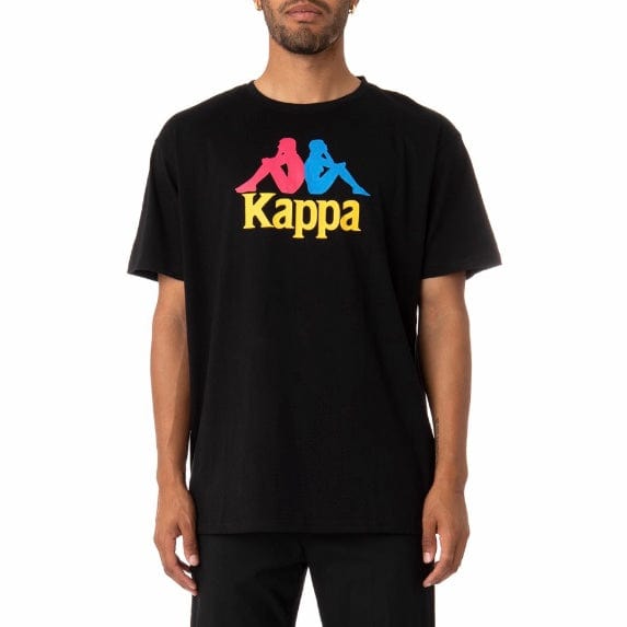 Kappa Authentic Estessi T Shirt (Black/Fuchsia-Blue/Yellow) 304KPT0