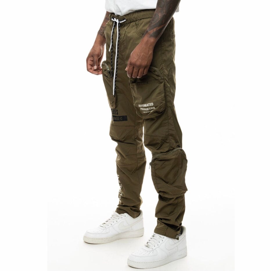 Smoke Rise Printed Utility Fashion Pants (Olive) WP22282R