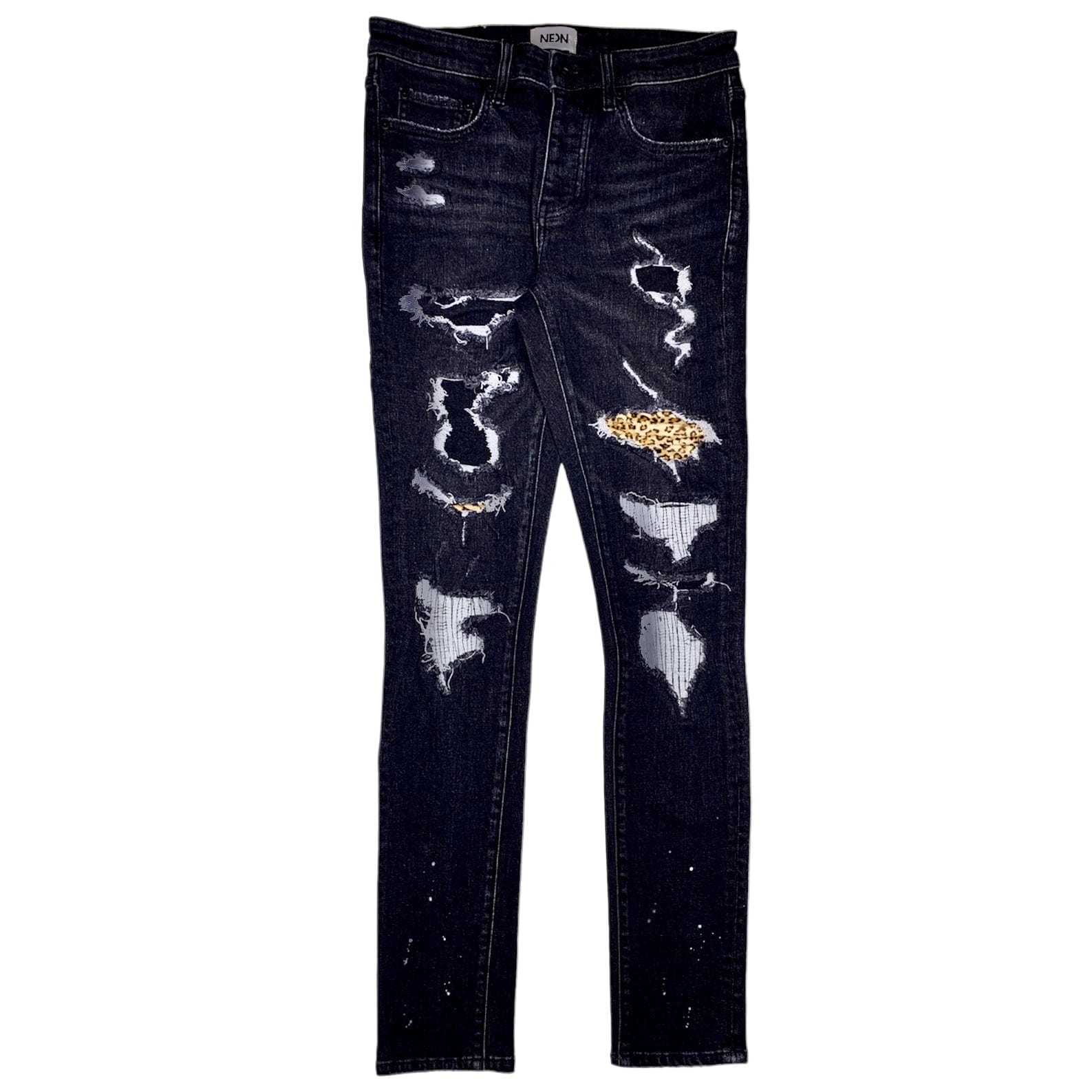 Neon Denim Sid Repair Denim Jean (Black Multi Distress) SID-082