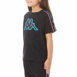 Kids Kappa Logo Tape Avirec 2 T Shirt (Black/Blue/White) 311B7CW
