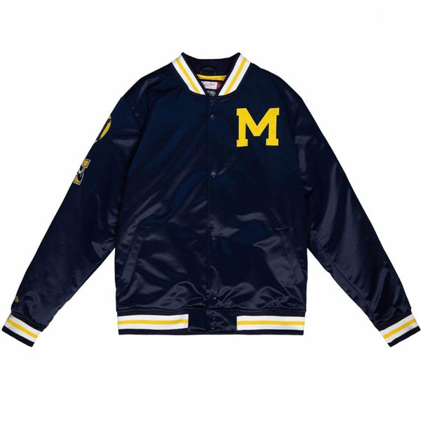 Mitchell & Ness NCAA University Of Michigan Champ City Satin Jacket (Navy)