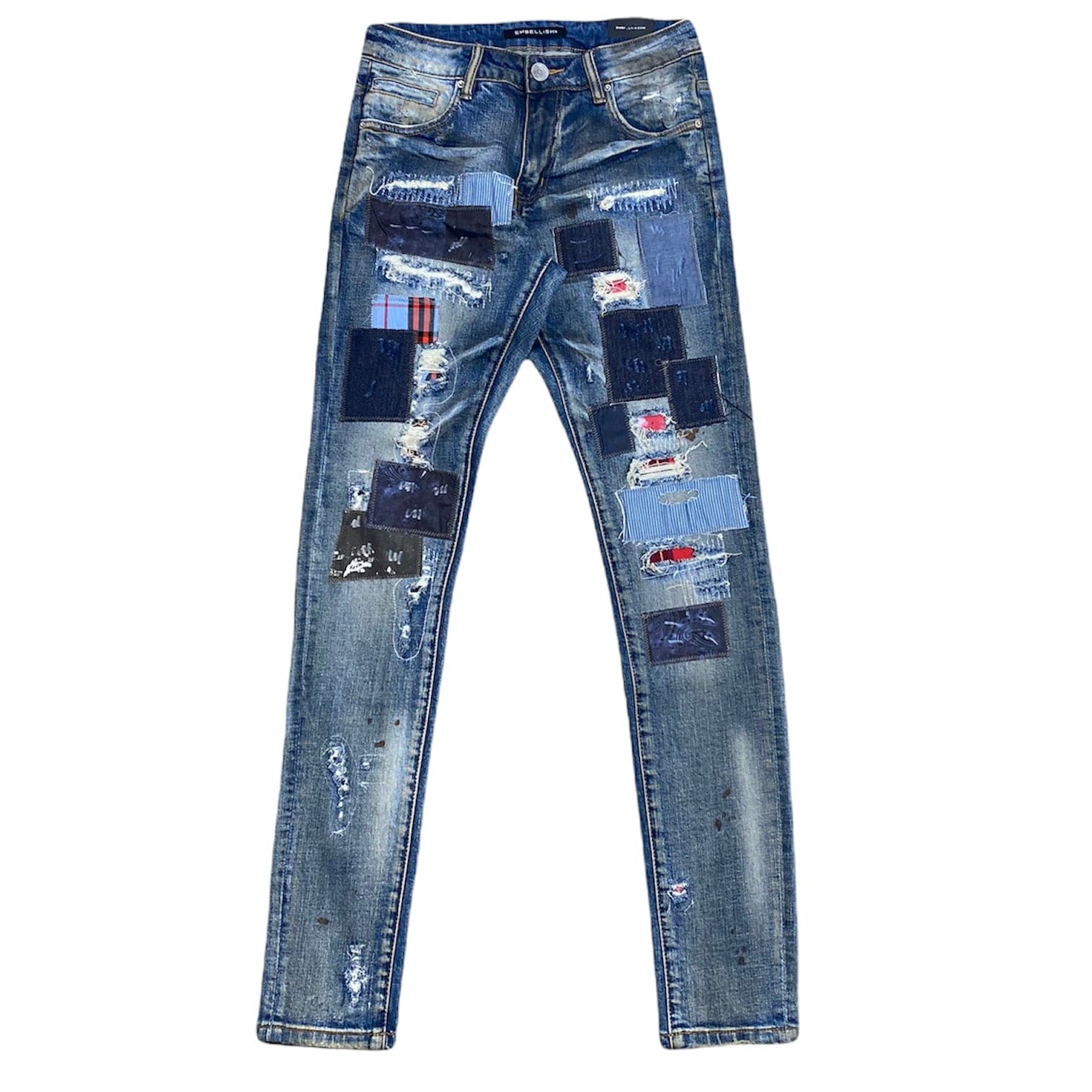 Embellish Silas Denim Jean (Blue Patchwork) EMBHOL21-1-18