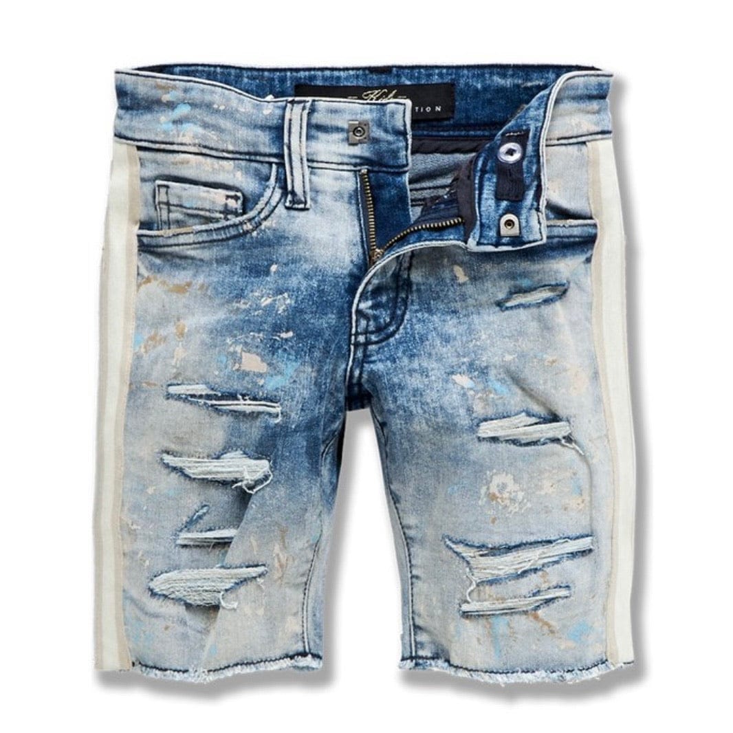 Juniors Jordan Craig Sparta Striped Denim Shorts (Mojave) J3168SB