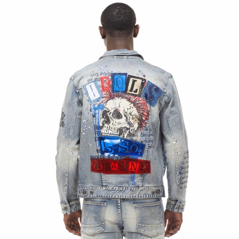 Smoke Rise Doodle Fashion Denim Jacket (Heritage Blue) JJ21611