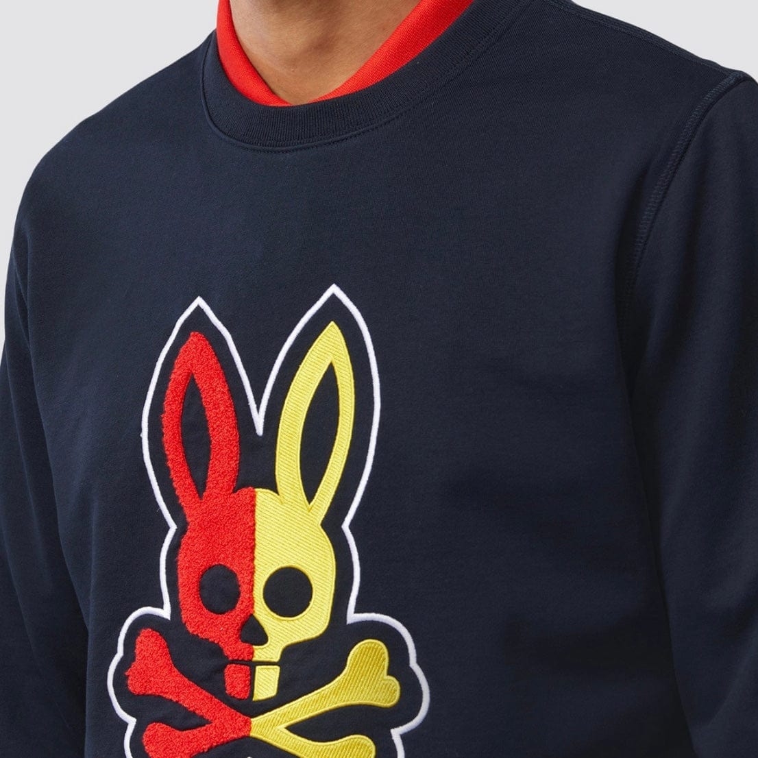 Psycho Bunny Cooper Split Bunny Logo Sweatshirt (Navy) B6S840U1FT