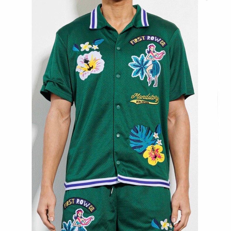 First Row Tropical Vacation Mesh Shirt (Green) FRH2106