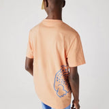 Lacoste Crew Neck Crocodile Print Organic Cotton T Shirt (Light Orange) TH0458