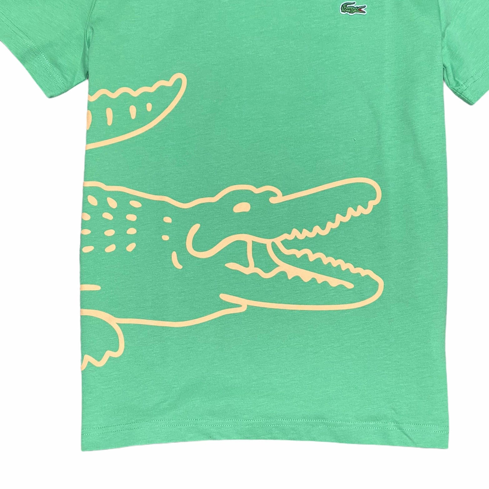 Lacoste Crew Neck Crocodile Print Organic Cotton T Shirt (Green) TH0458